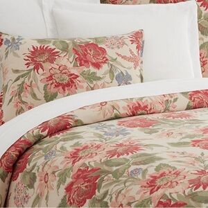 Pottery Barn Linen/Cotton Marla Floral Queen Duvet Cover w/ 2 shams.